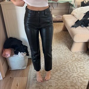 Black High-Waisted Leather Jeans